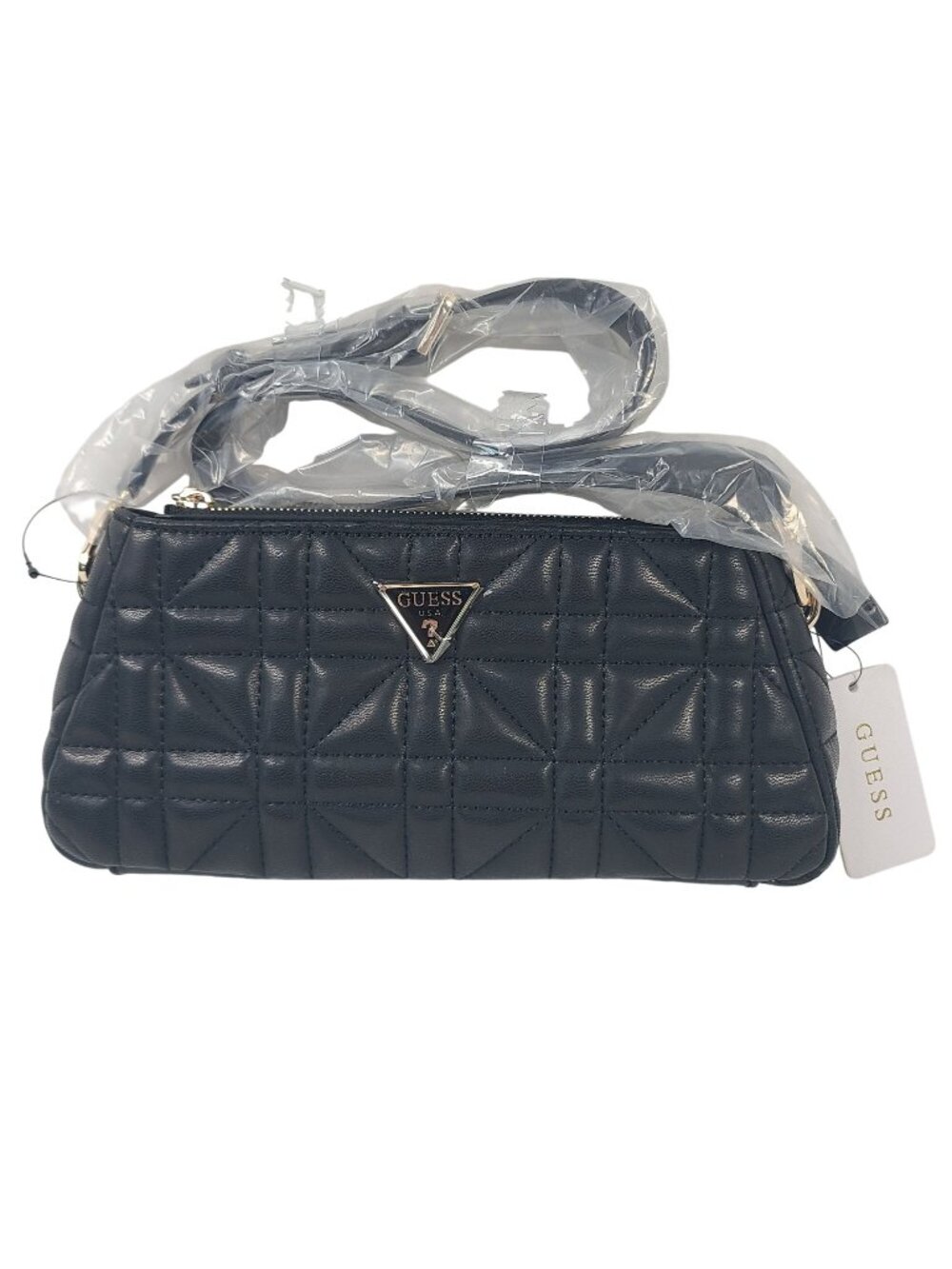 NEW Guess Black Quilted Edita Crossbody Bag Adjustable Strap & Gold Hardware